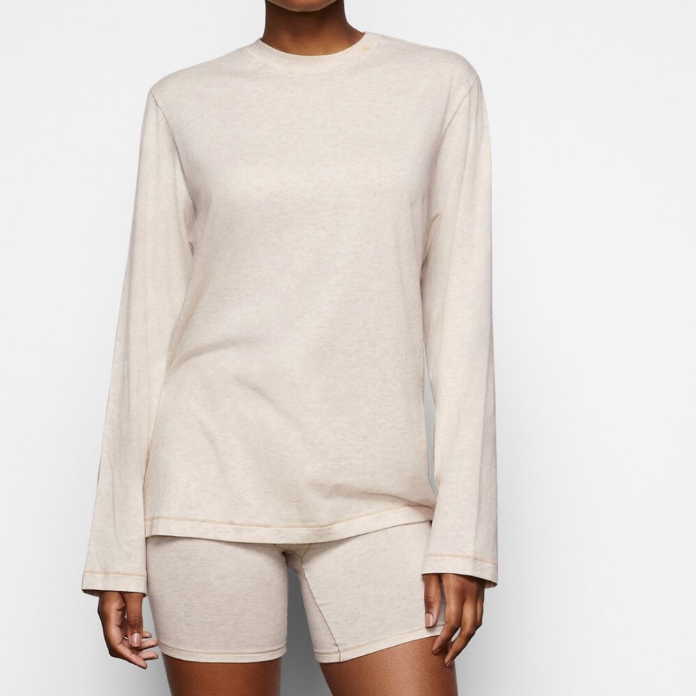 Skims boyfriend long sleeve shirt and shorts